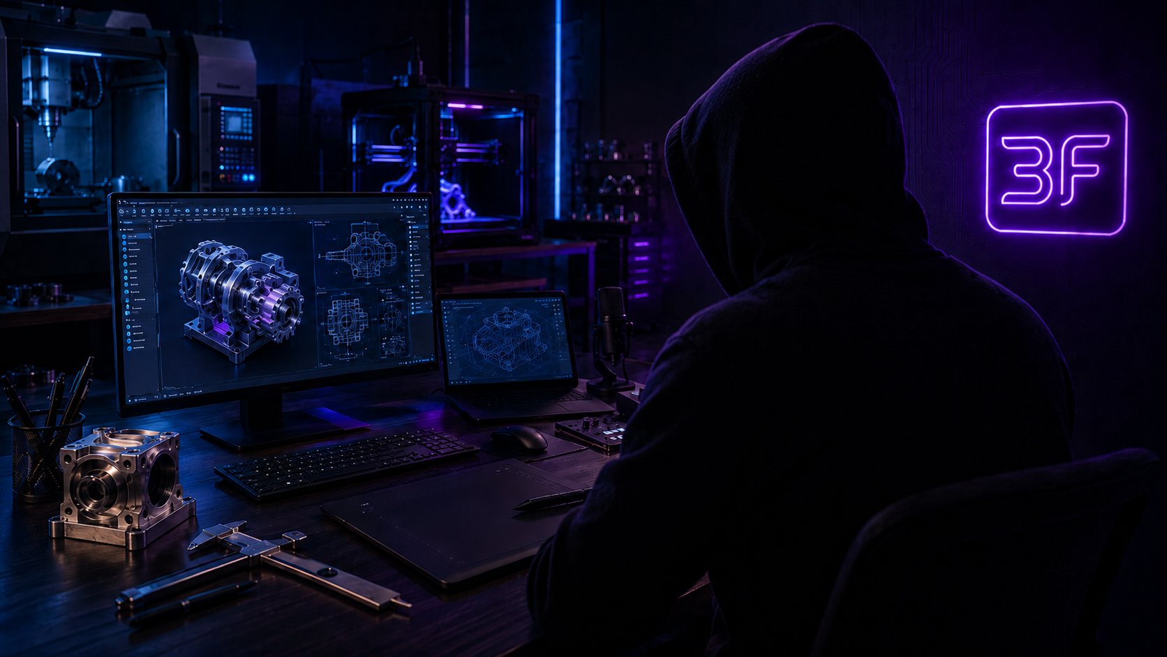 Dustin Mendoza, founder of 3F Industries LLC, at his workstation